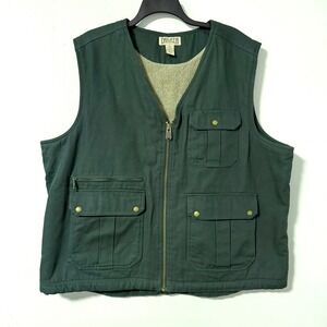 Duluth Trading Co Mens 3XL Sherpa Lined Utility Fishing Vest Forest Green